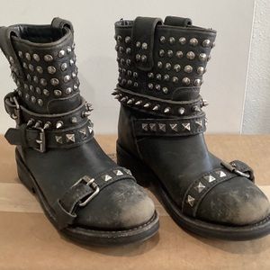 Ash Trooper Boot Spiked Black Distressed Leather spiked 7-1/2 UK 37.5 women